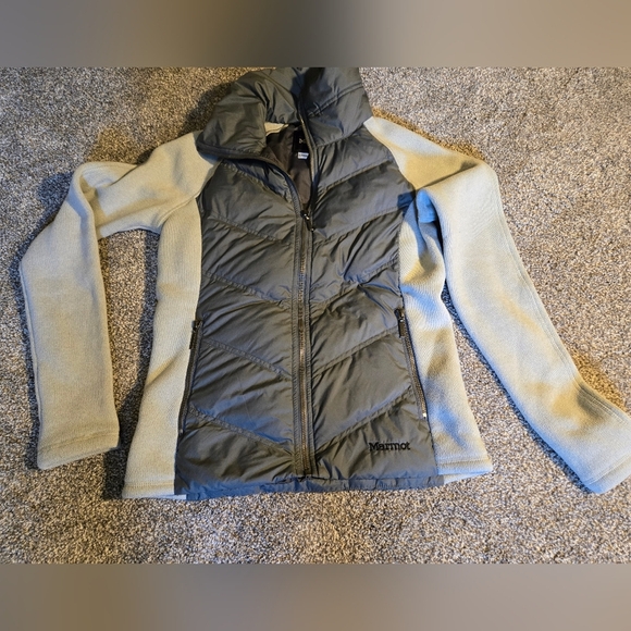 Marmot Gray Puffer Jacket with Chevron Quilting 700 Fill Down - Picture 2 of 8
